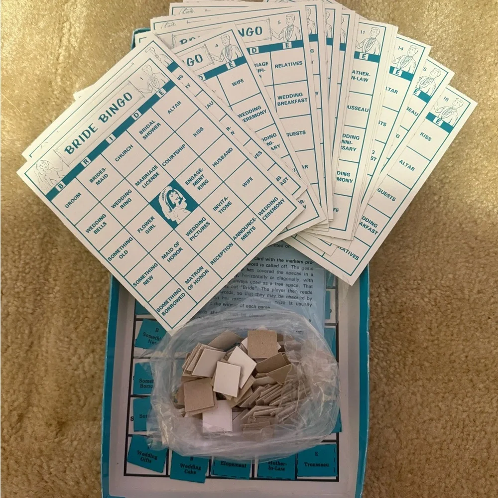 Bride Bingo Party Game - Vibrant Blue